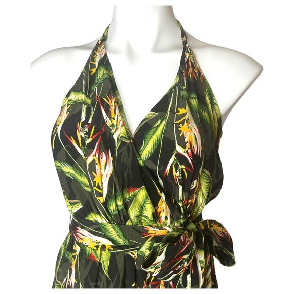 BCBGMAXAZRIA Romper Black Birds of Paradise Tropical Women's Size S ($198) - Picture 6 of 15